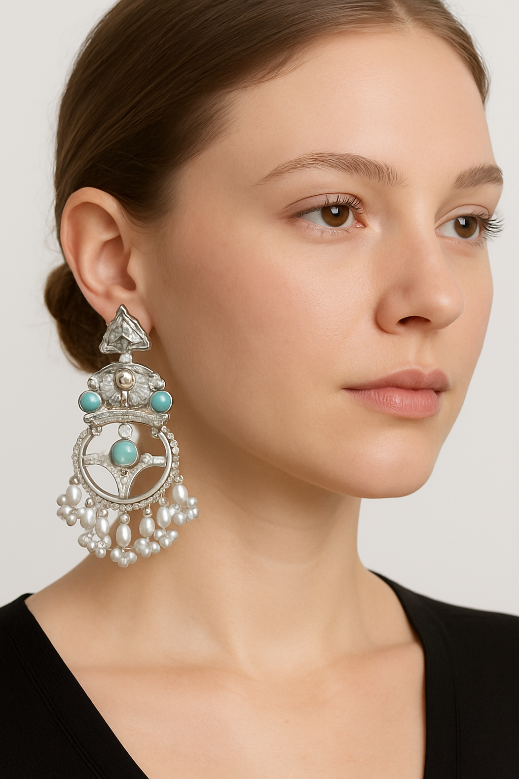 Silver replica earrings