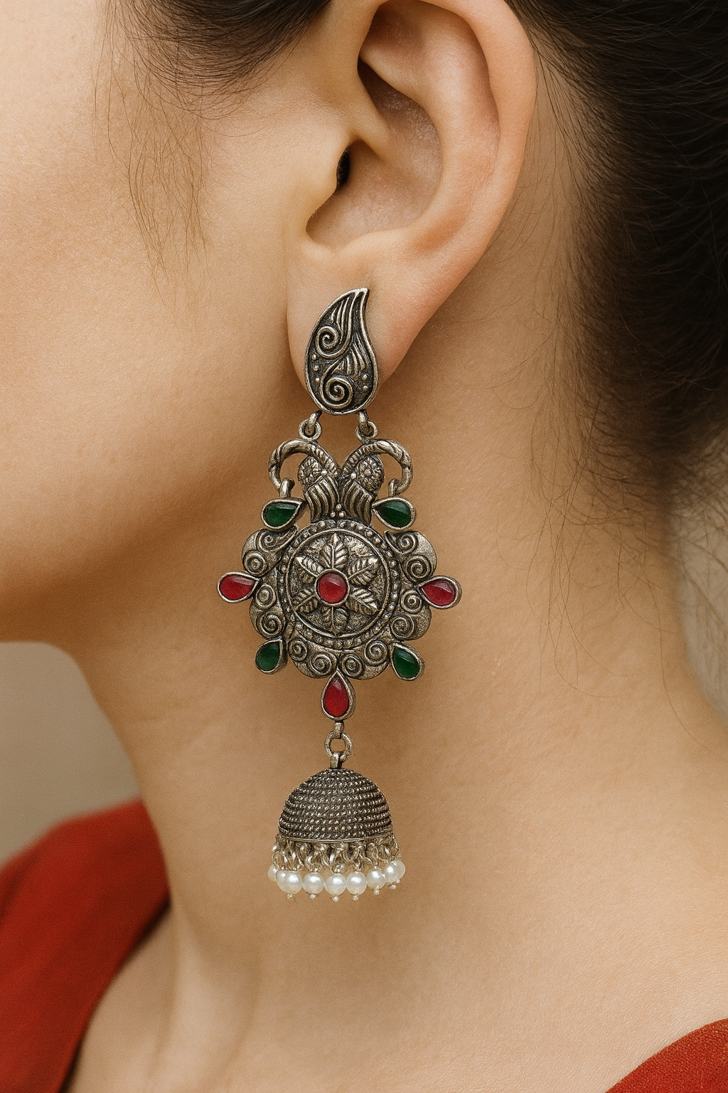 Silver replica earrings,