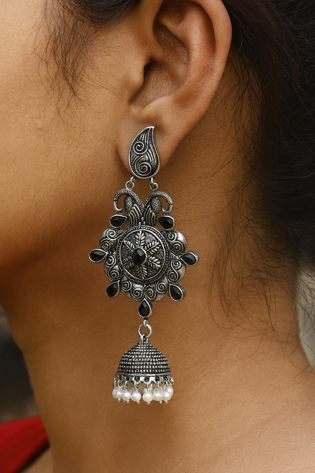 Silver replica earrings,