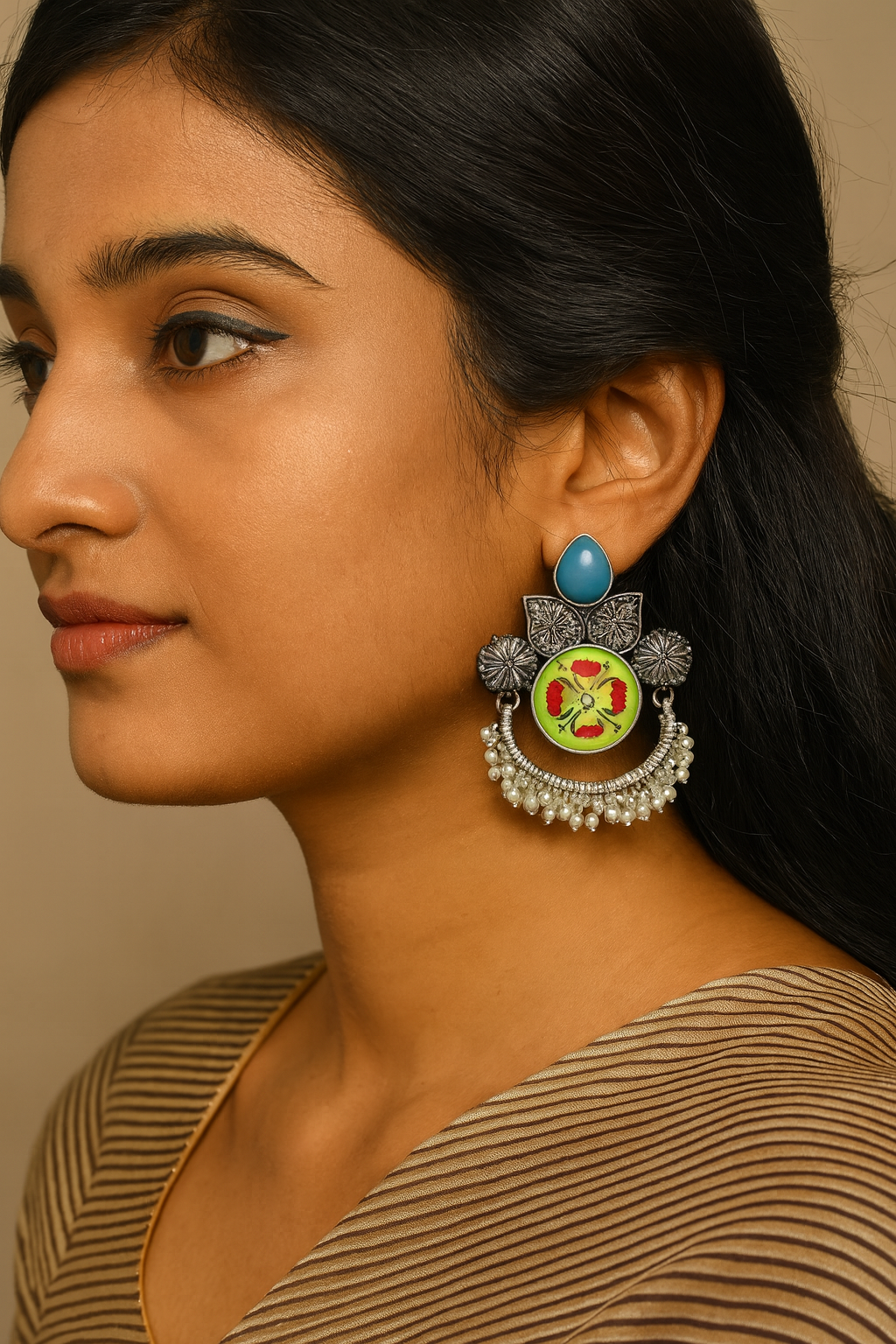 Silver replica earrings