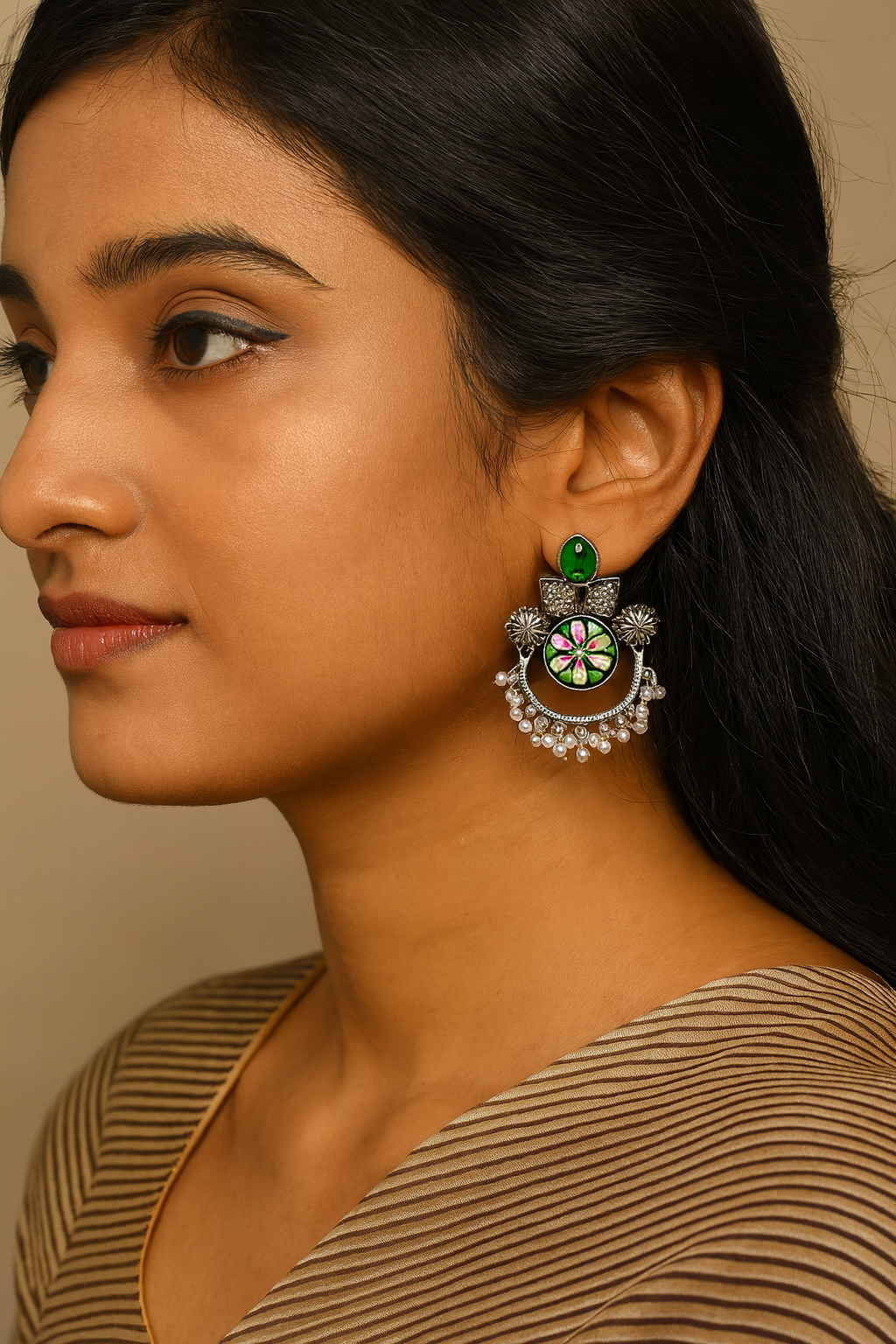 Silver replica earrings
