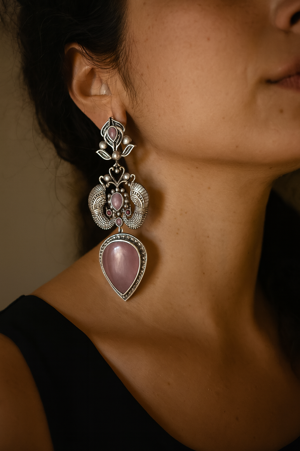 Silver replica earrings,