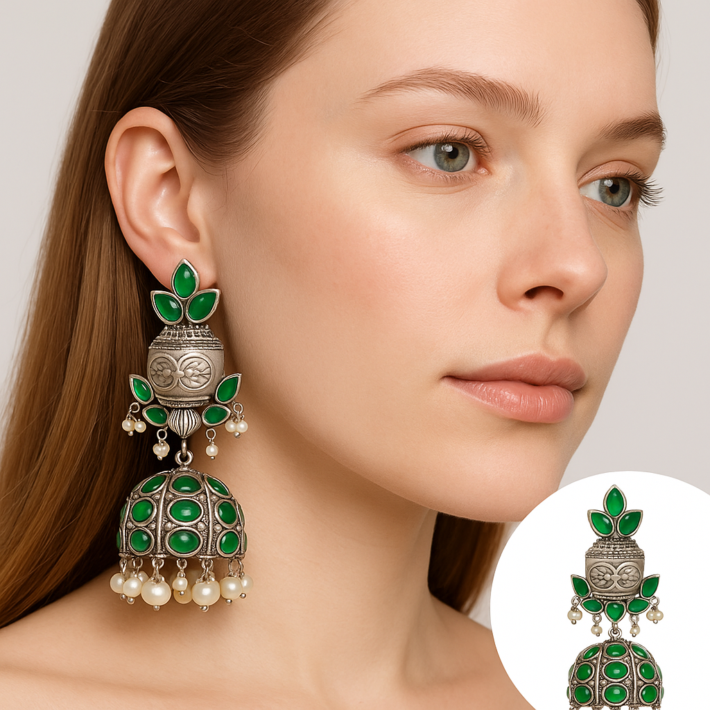 Silver replica earrings