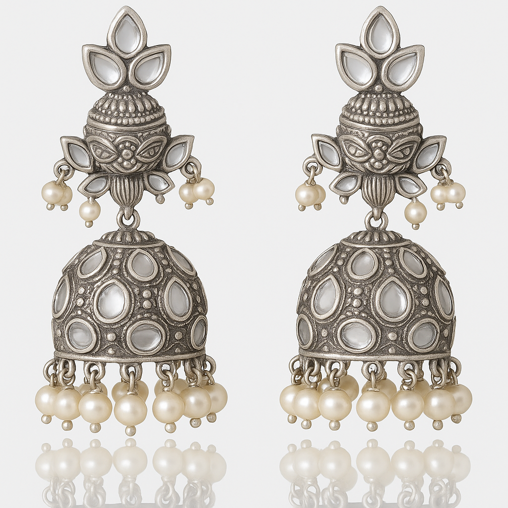 Silver replica earrings