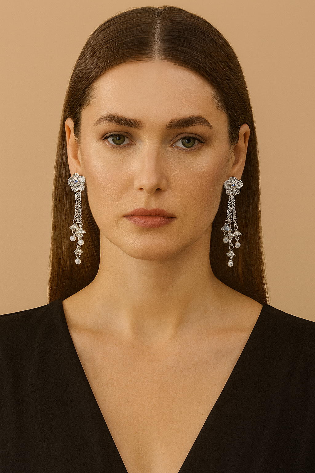 Earrings silver,  Metal