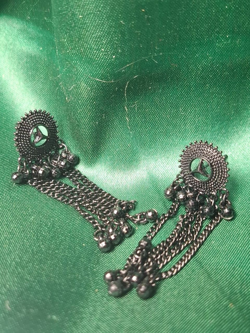 Black metal earrings