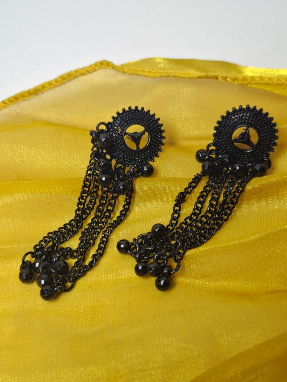 Black metal earrings