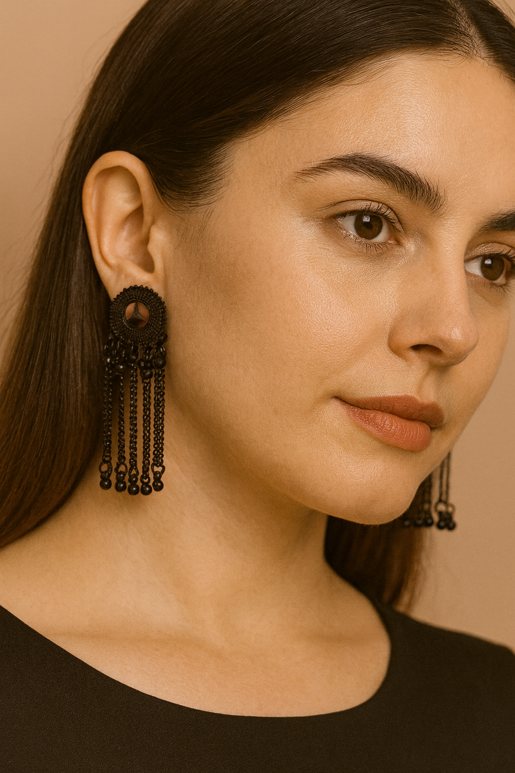 Black metal earrings