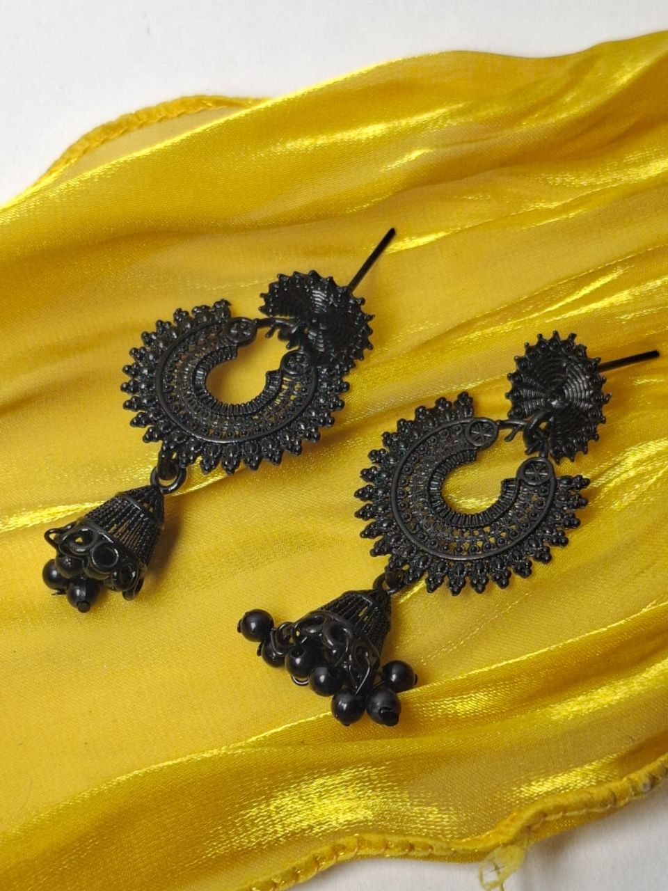Metal, black earrings