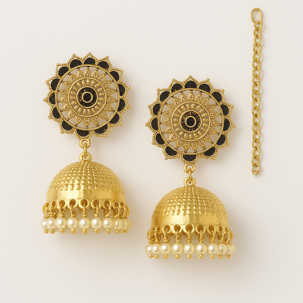 Gold-plated earrings,  with tika