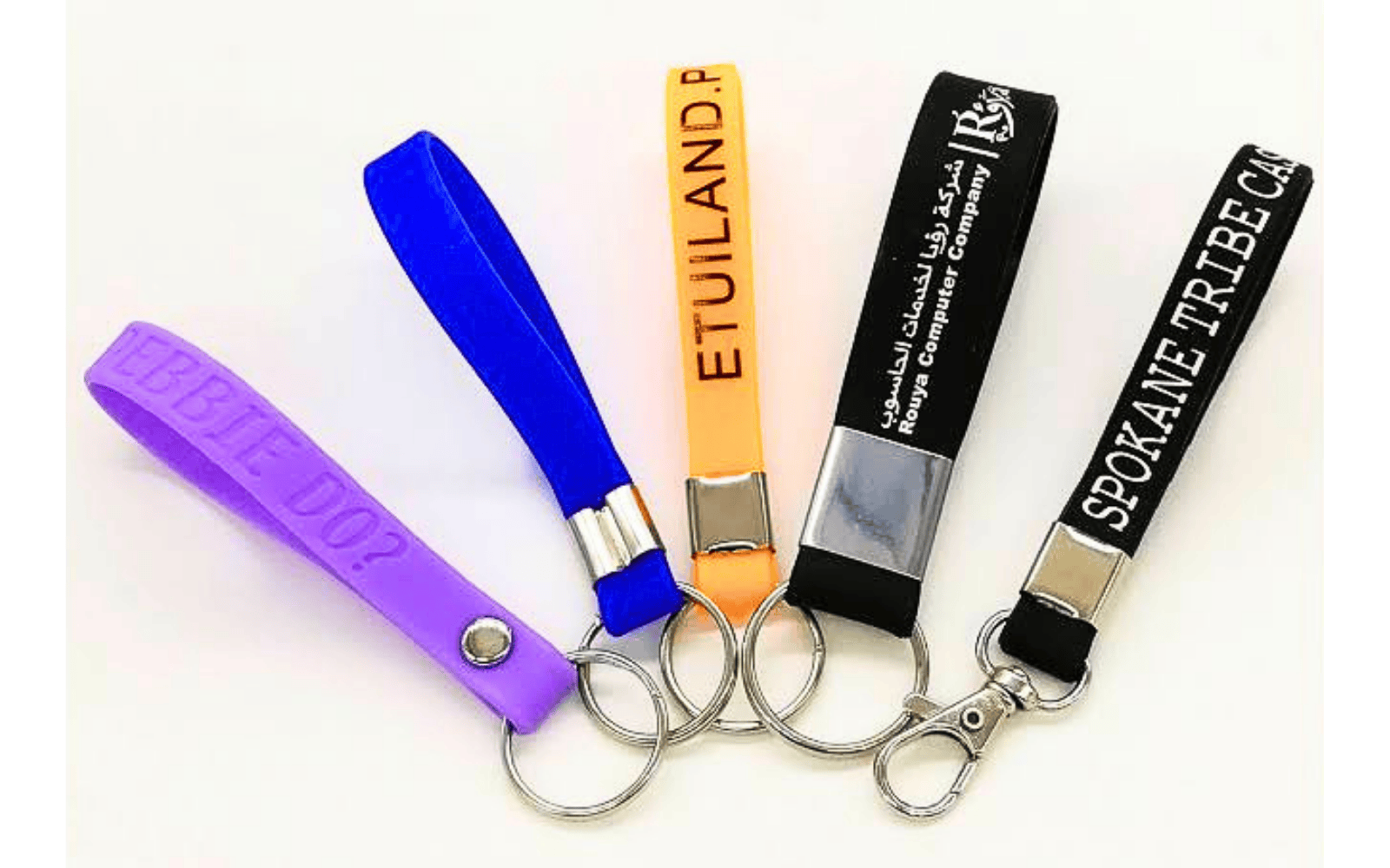 Custom Silicone Keychain Strap with Metal Hook (Printed Logo Keyring)