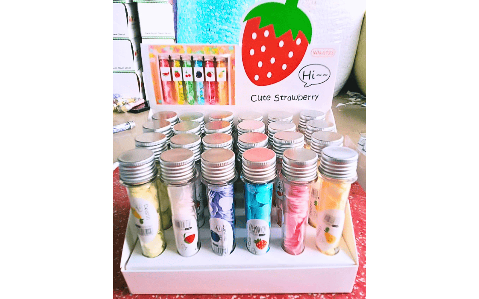 Cute Strawberry Capsule Message Bottle Set (Mini Notes Gift Pack)