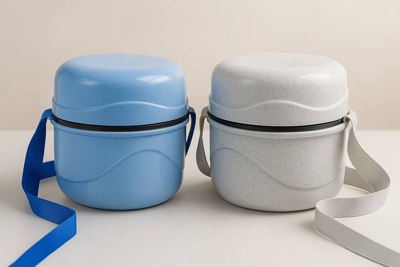 2 steel boxes lunch box