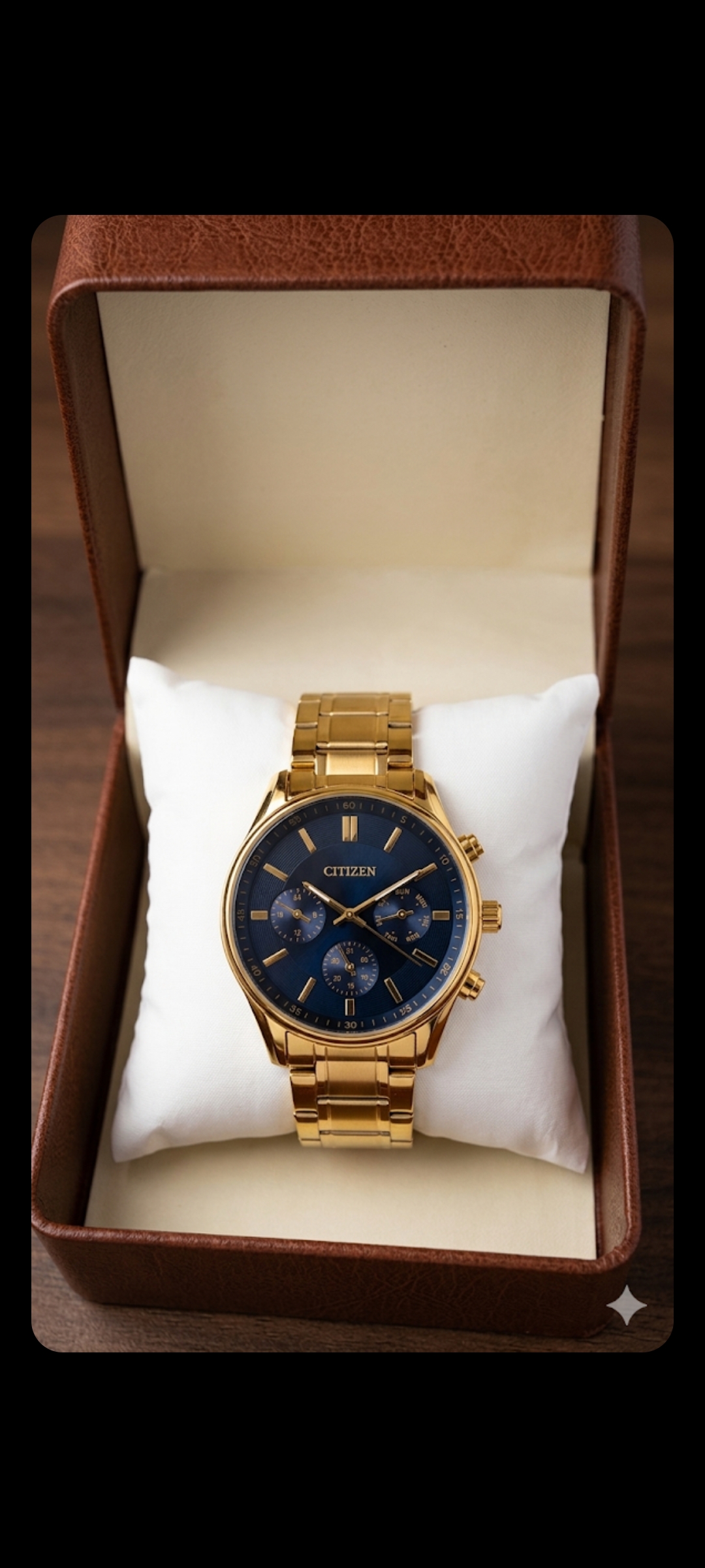 Citizen Men's Quartz Multifunction Gold-Tone Watch with Blue Dial