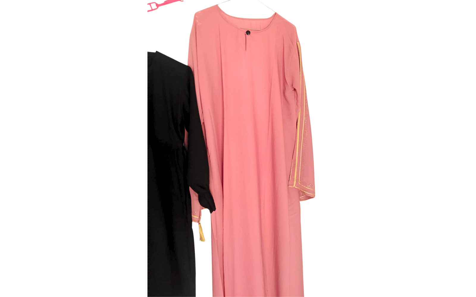 Pastel Pink Straight Abaya with Designer Sleeves
