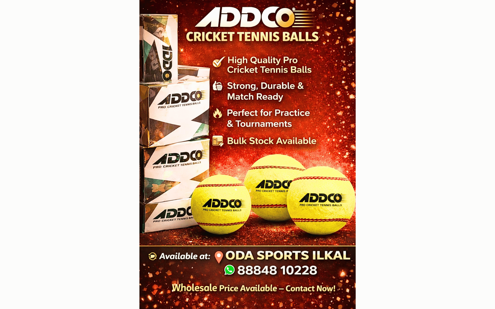 ADDCO Pro Cricket Tennis Balls – High Bounce Match Quality