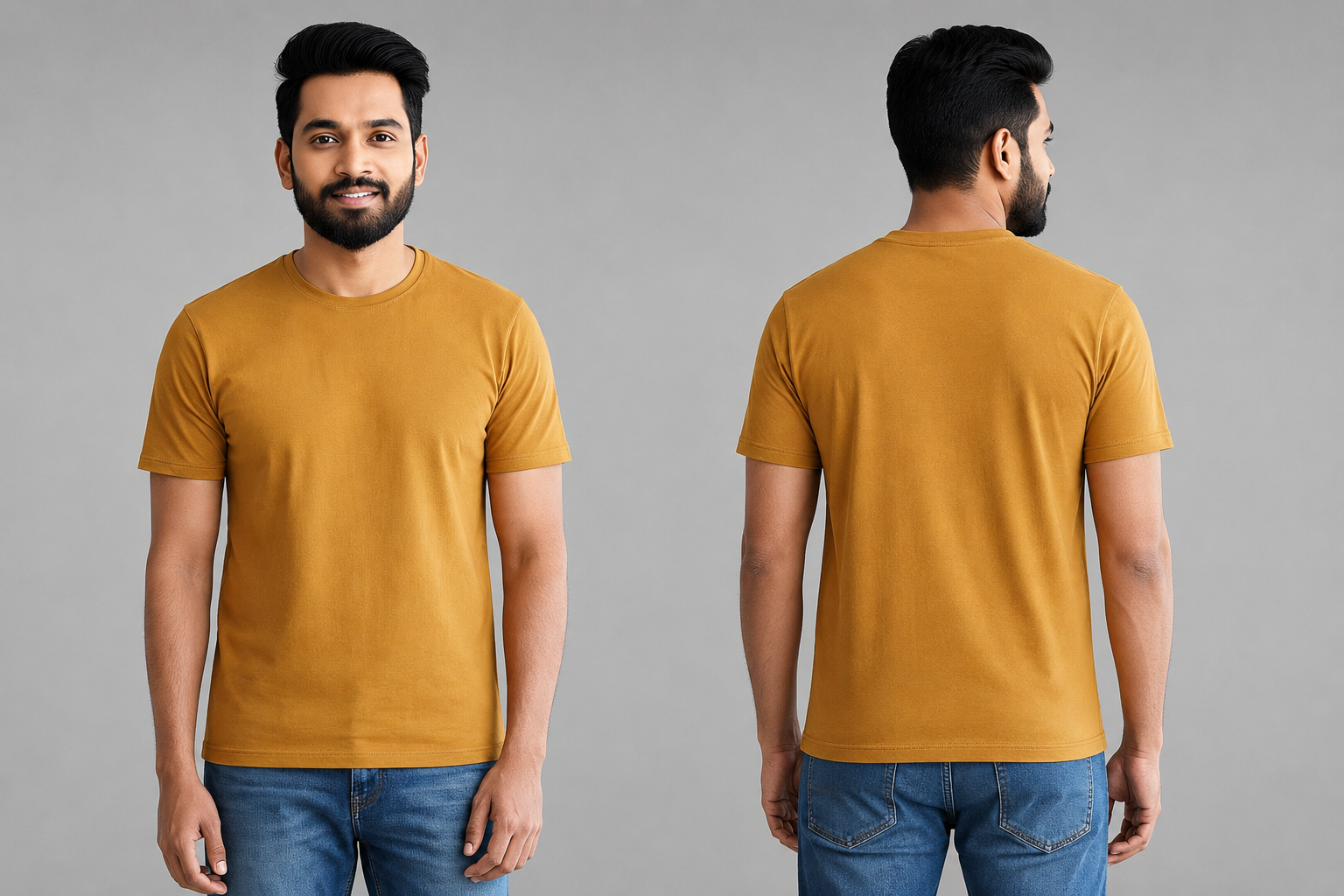 Men’s Cotton Round Neck T-Shirt – Mustard Yellow