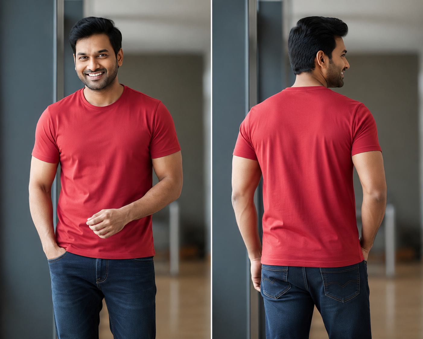 Men’s Cotton Round Neck T-Shirt – Red