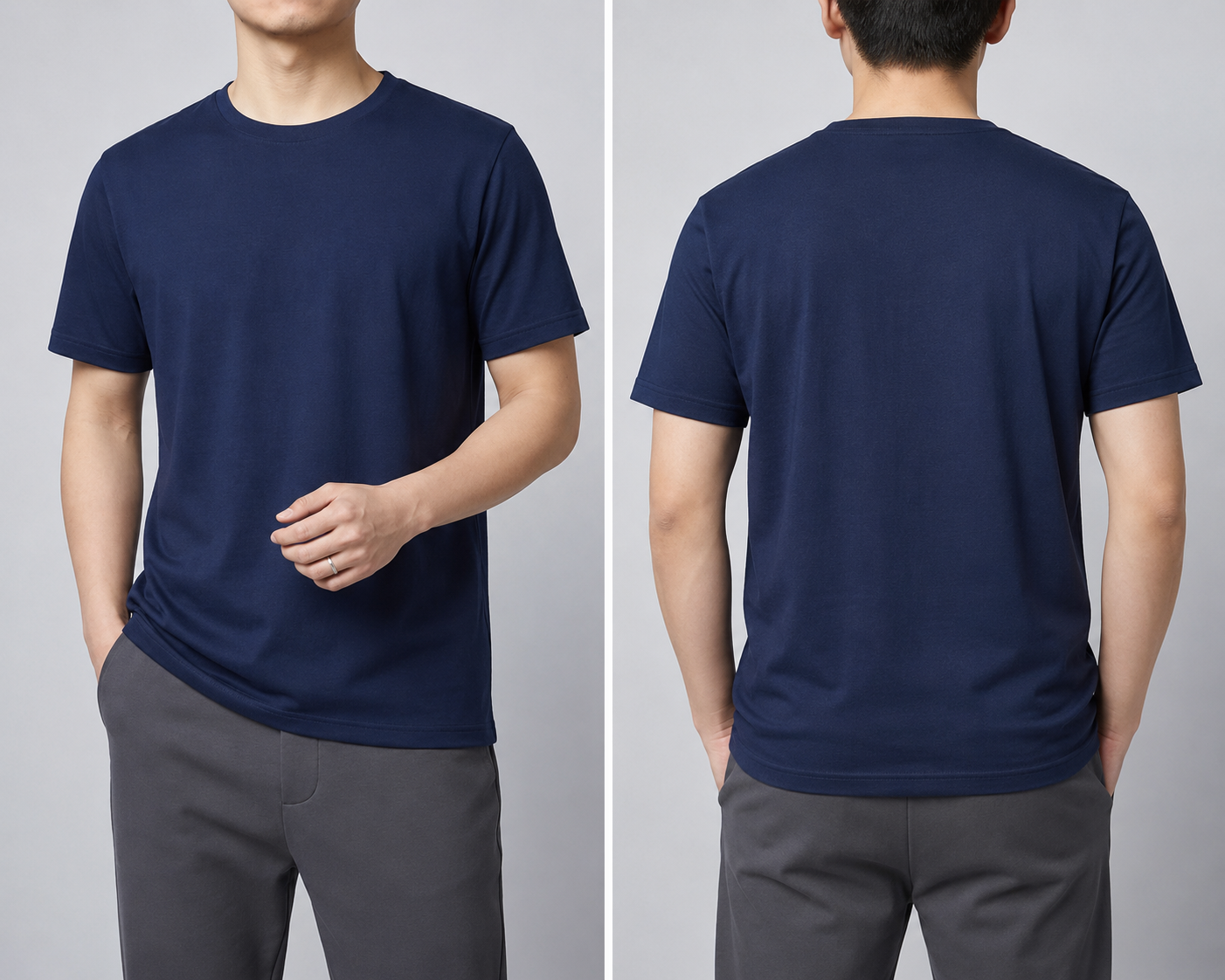 Men’s Cotton Round Neck T-Shirt – Navy Blue