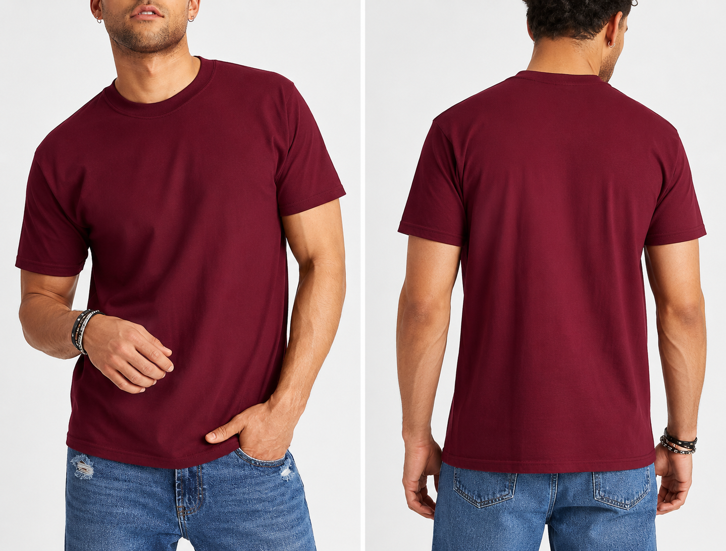 Men’s Cotton Round Neck T-Shirt – Maroon