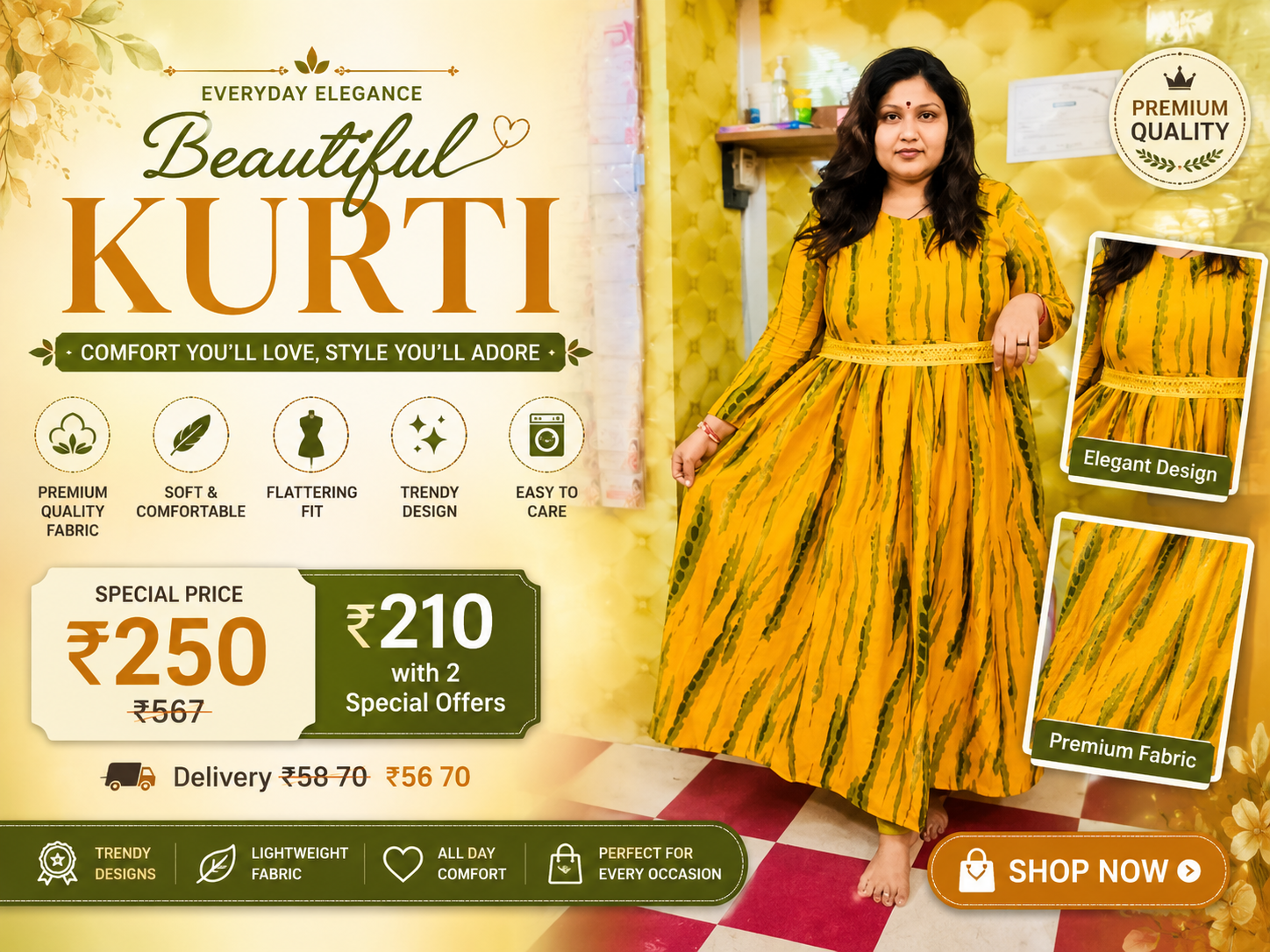 Beautiful Printed Flared Kurti