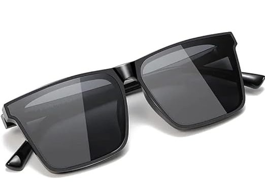 UPremium Matte Black Square Sunglasses | UV400 Protection | Fashion Eyewear