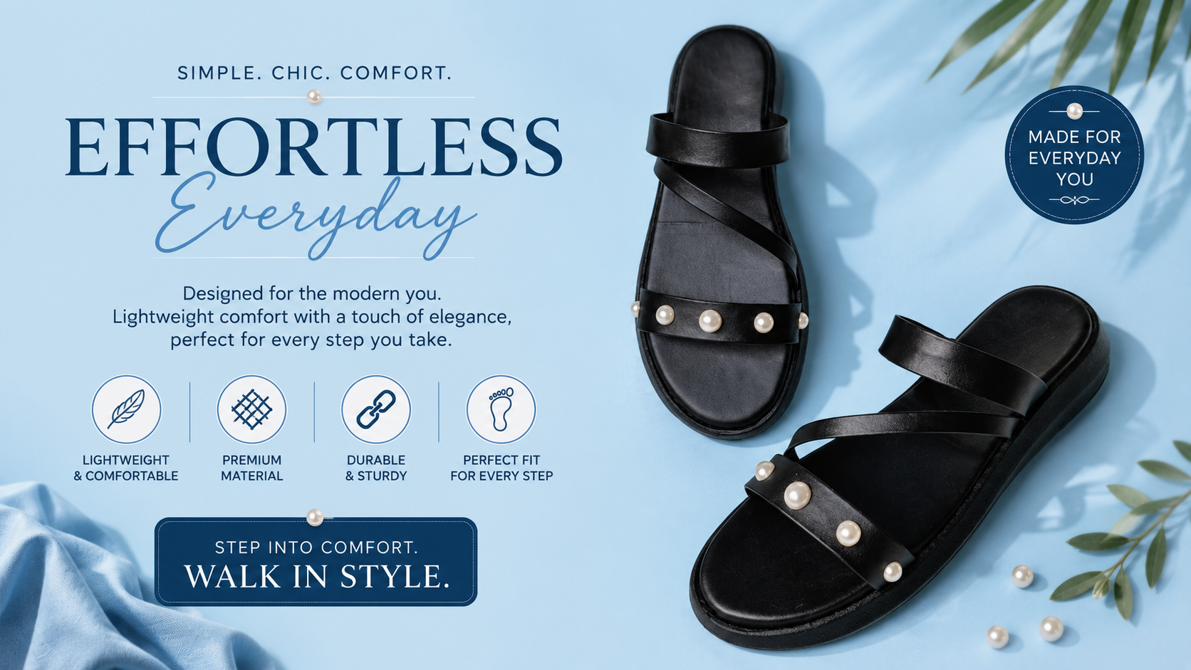 Women's Pearl Strap Sandals (Black)