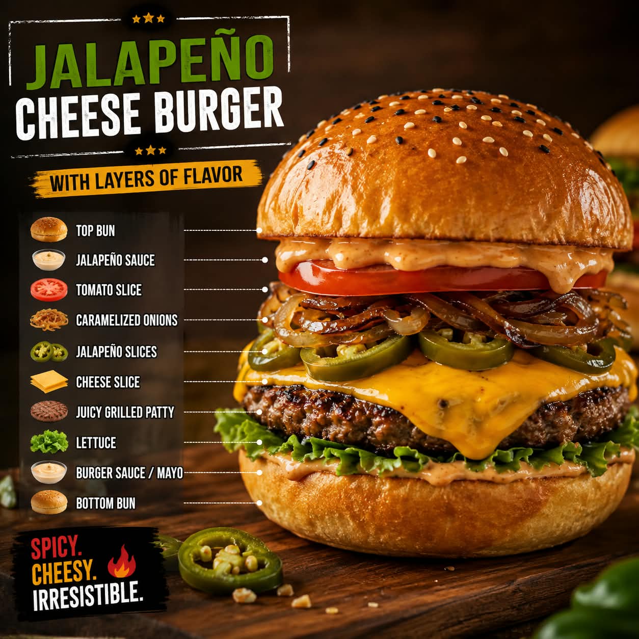 Jalapeño cheese burger