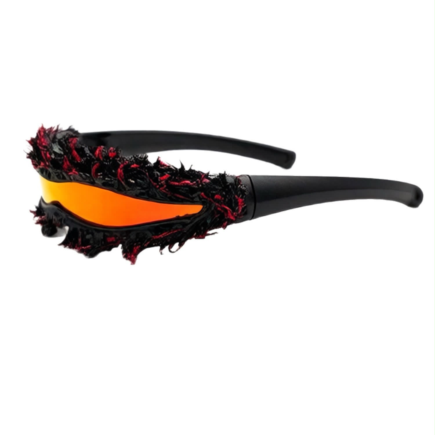 Avant-Garde Red & Black Fringe Designer Sunglasses