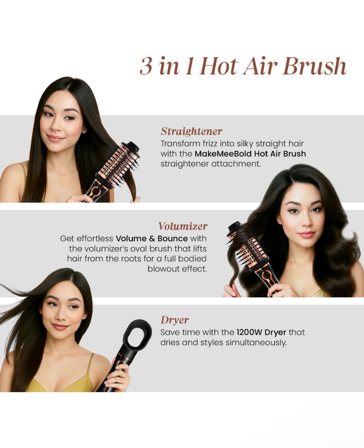 3in1 hot hair brush